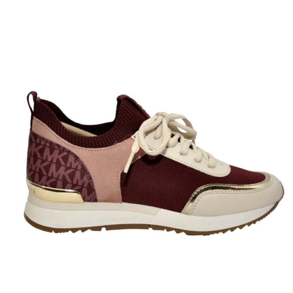 New Michael Kors Jenkins Knit Trainer Soft Stretch Sneakers Dark Cherry Size 7.5 - Picture 3 of 6